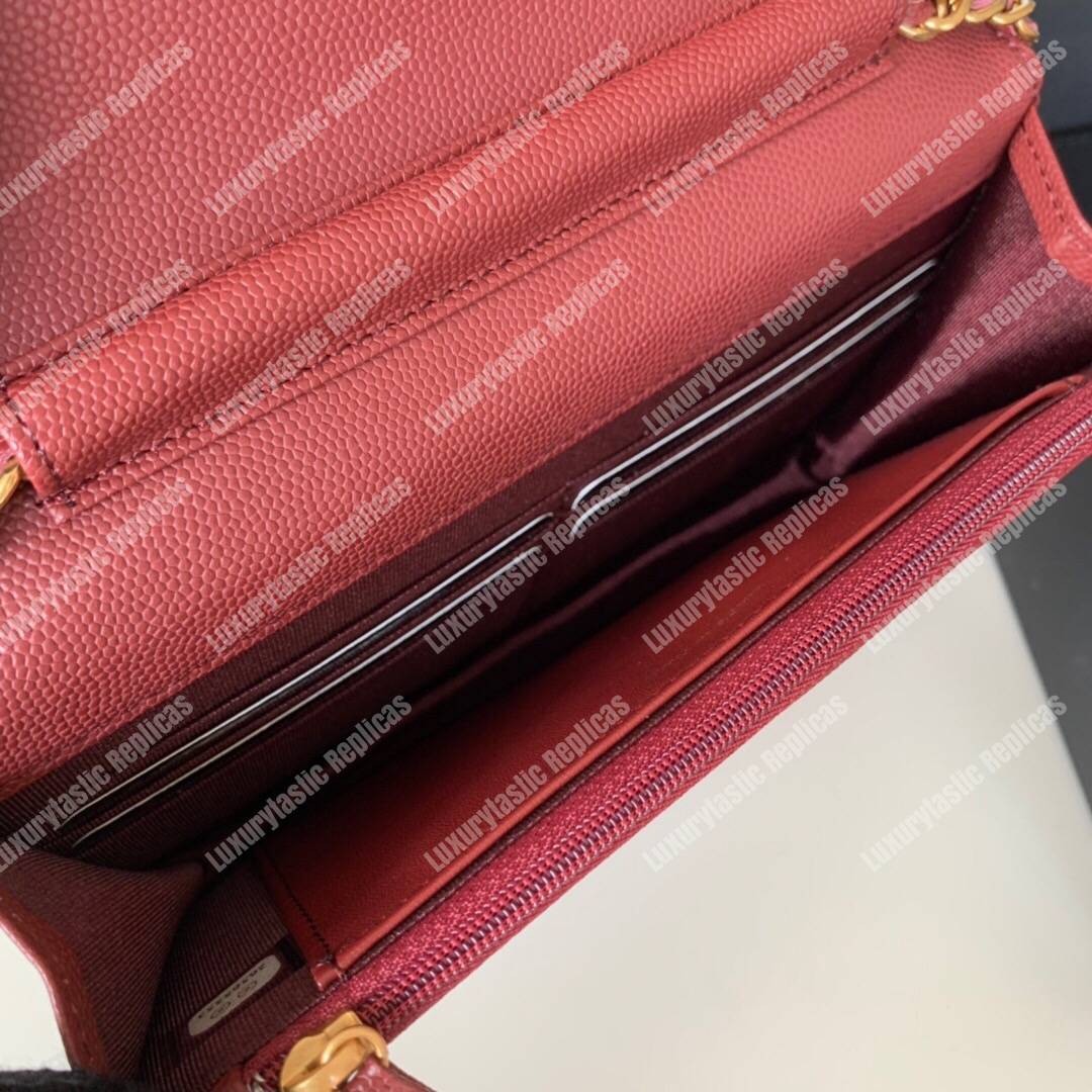 Ch*el wallet on chain burgundy