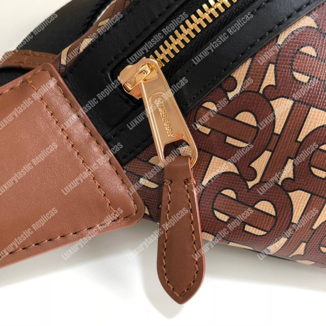B**rry medium monogram stripe e-canvas bum bag brown