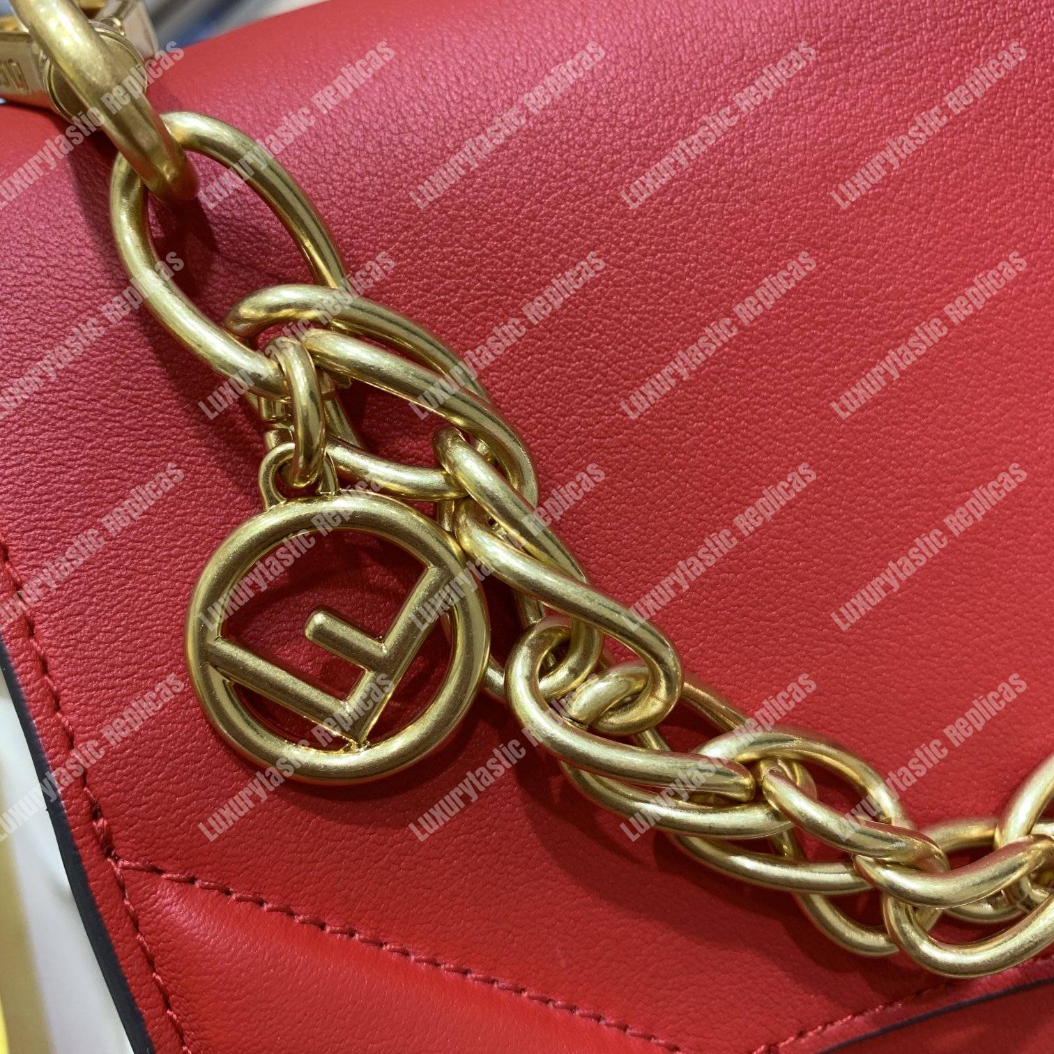 F**di kan u leather bag red