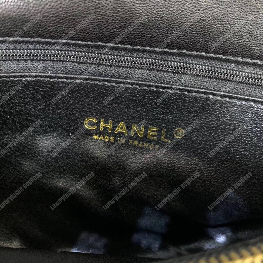 Ch*el flap bag with top handle black