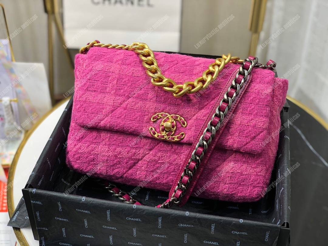 Ch*el 19 large flap bag fuchia