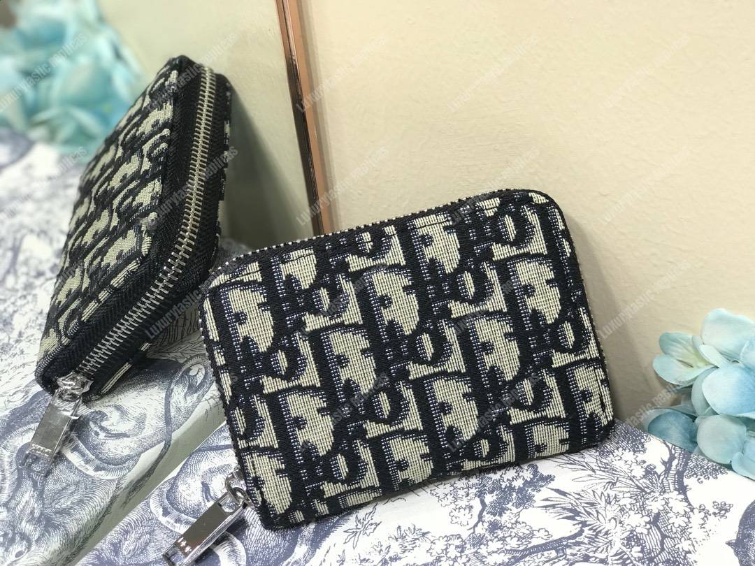 saddle D*or blue oblique wallet