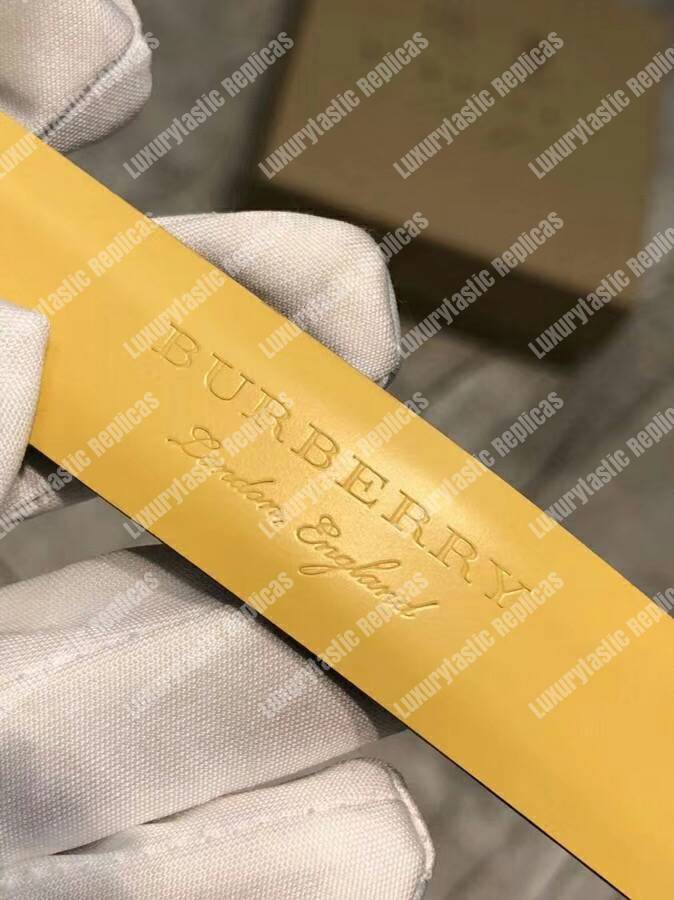 B**rry brass plaque buckle embossed bridle leather belt yellow