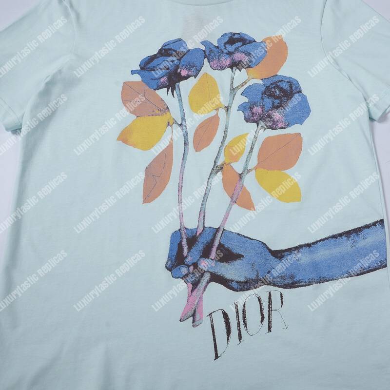 D*or alex foxton rose logo blue cotton t-shirt