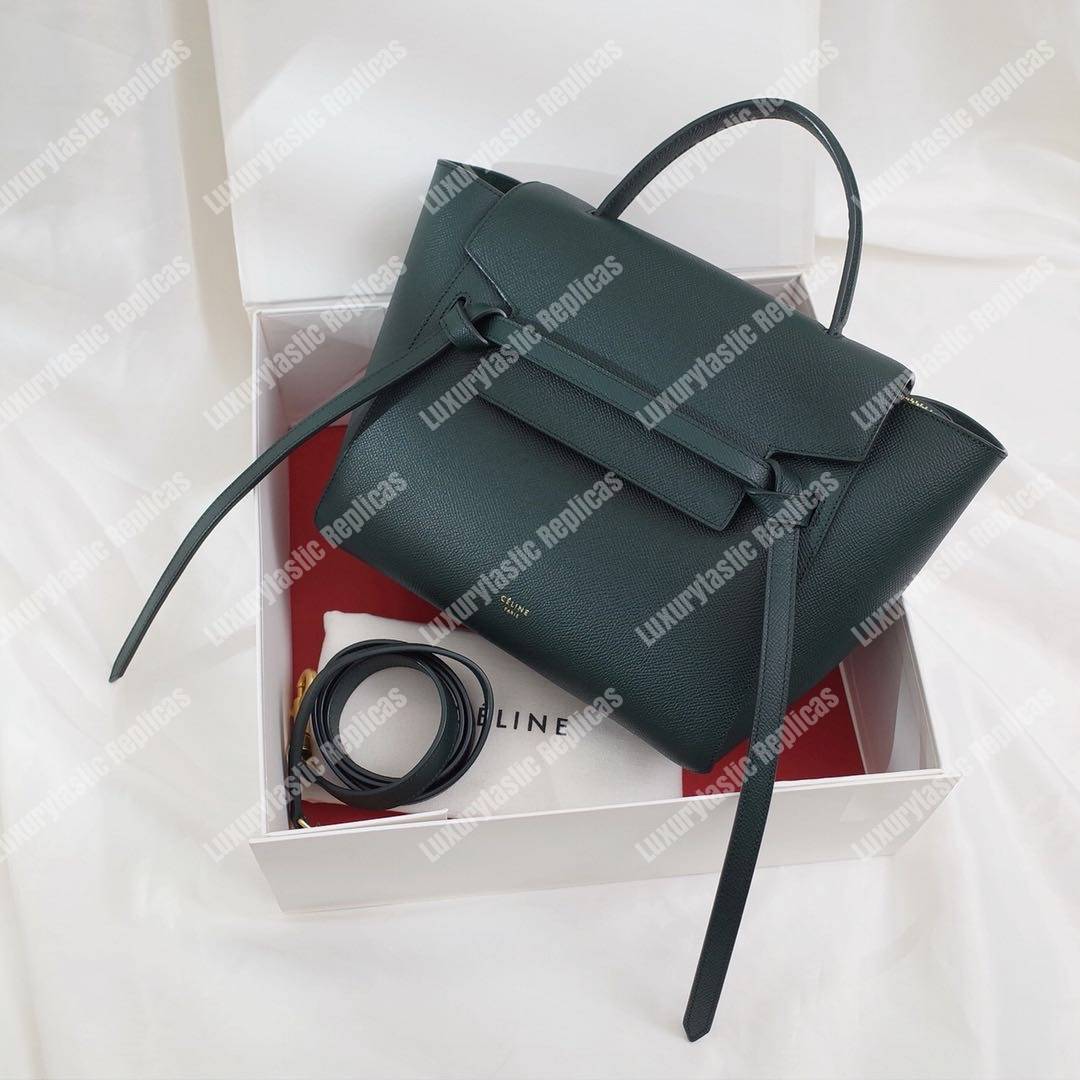 Ce**e micro belt bag in grained calfskin amazone
