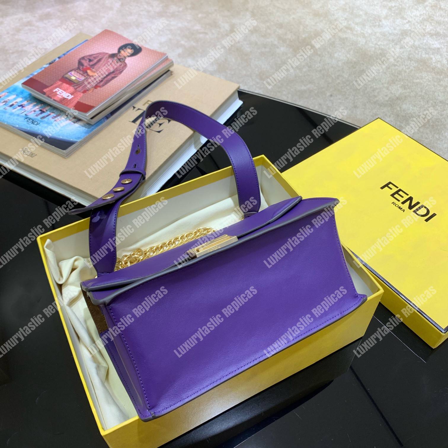 F**di kan u leather bag purple