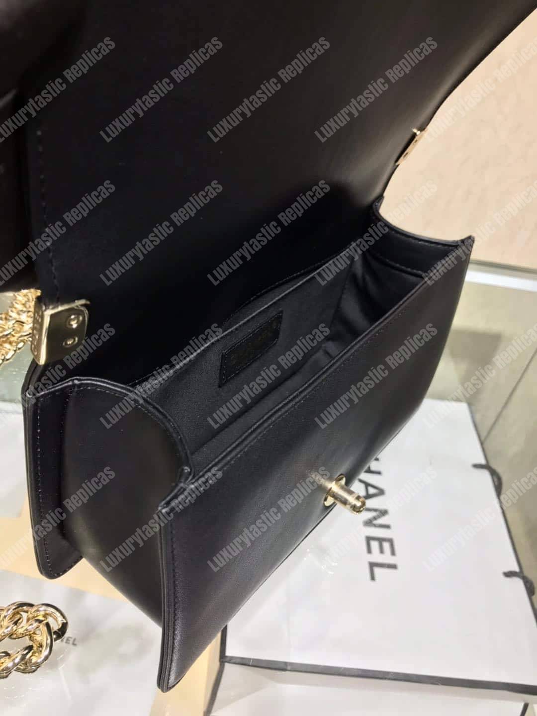 Ch*el medium boy handbag black