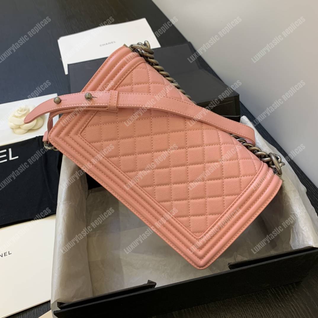 Ch*el boy medium caviar leather pink