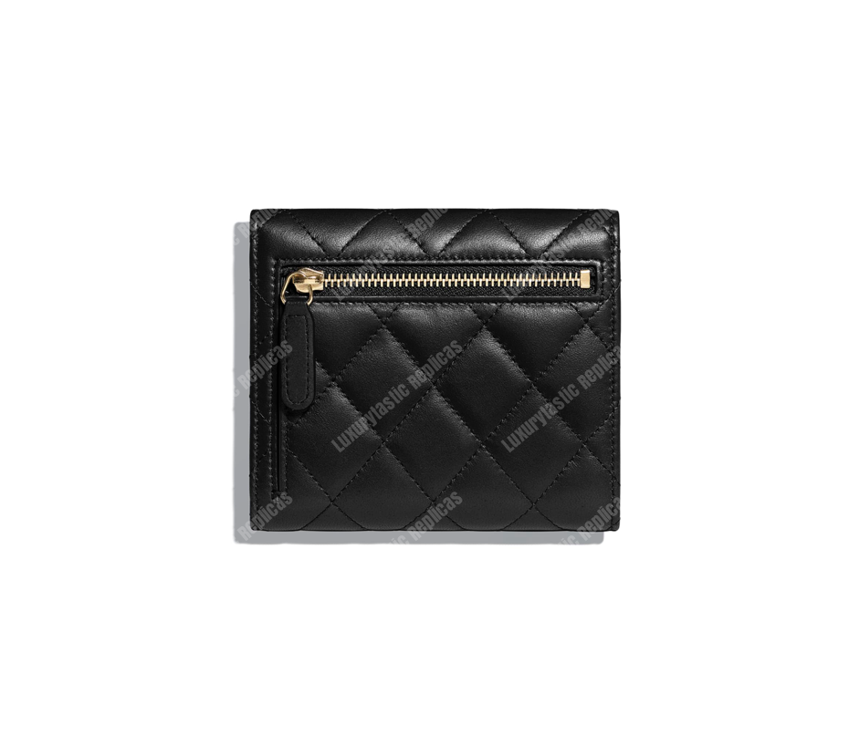 Ch*el classic small flap wallet black