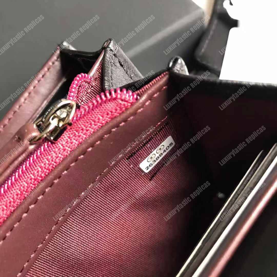 Ch*el classic long flap wallet lambskin black