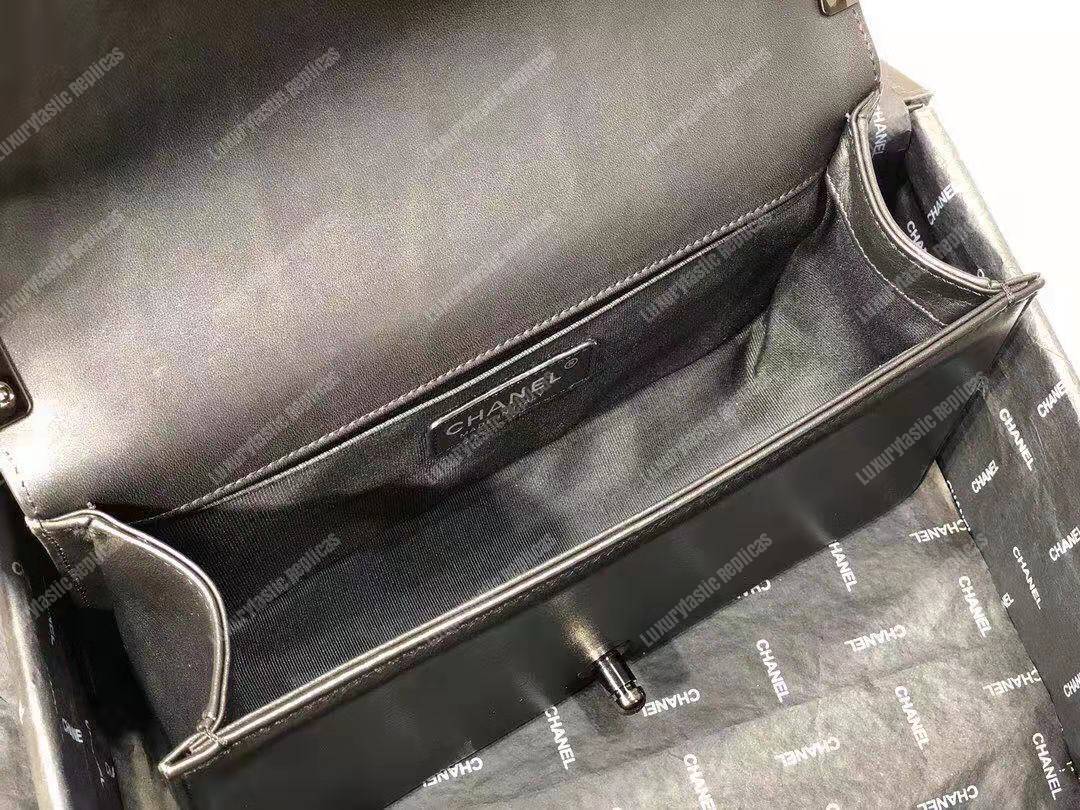 Ch*el boy handbag calfskin ruthenium