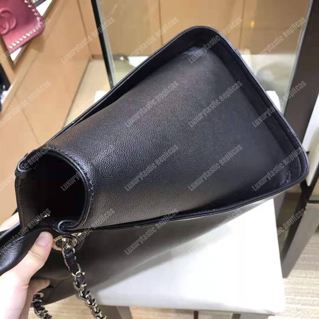 Ch*el studded calfskin small deauville tote bag silver-tone