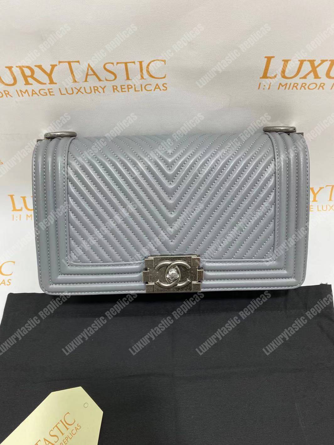Ch*el boy handbag grey