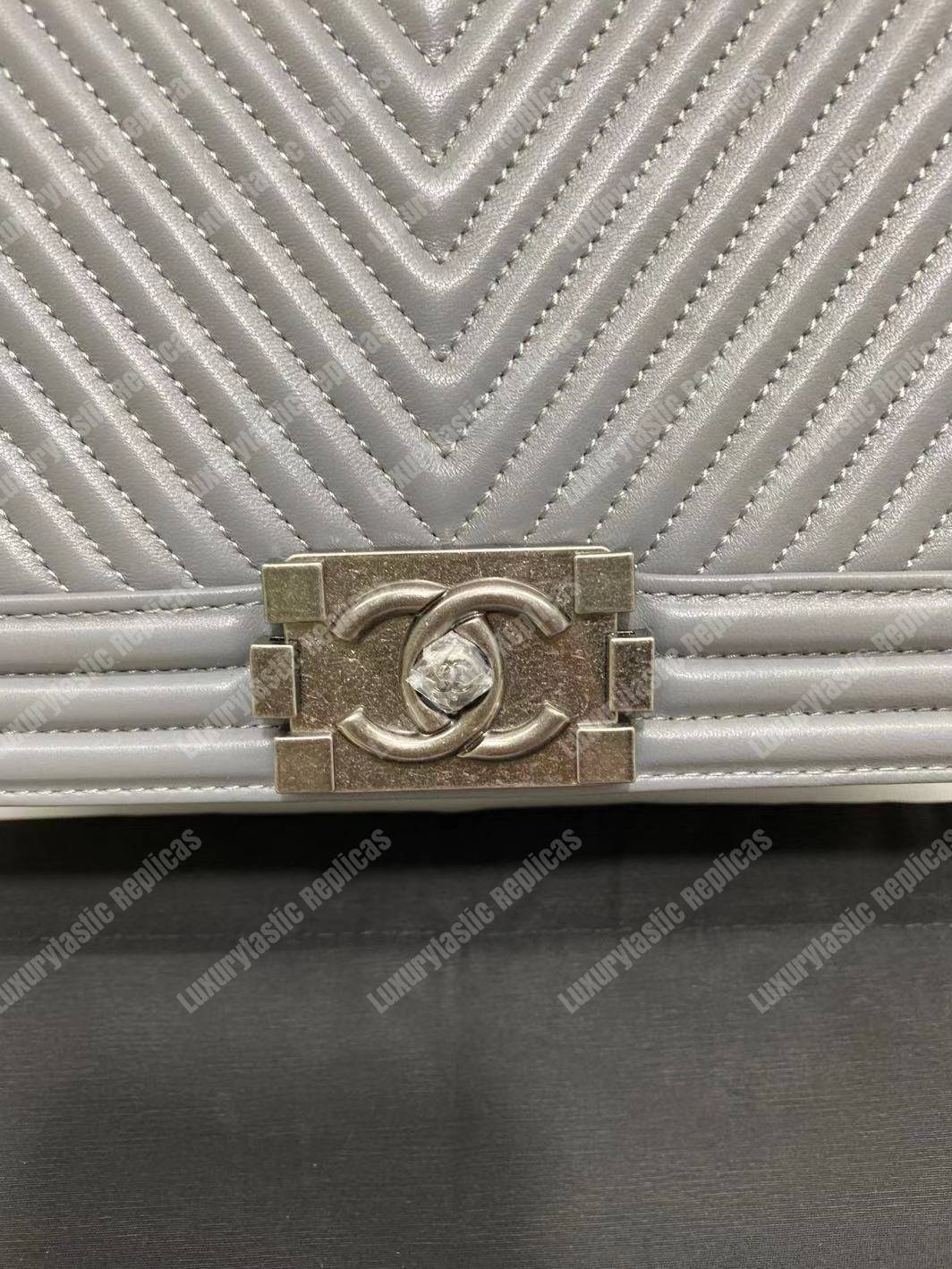 Ch*el boy handbag grey