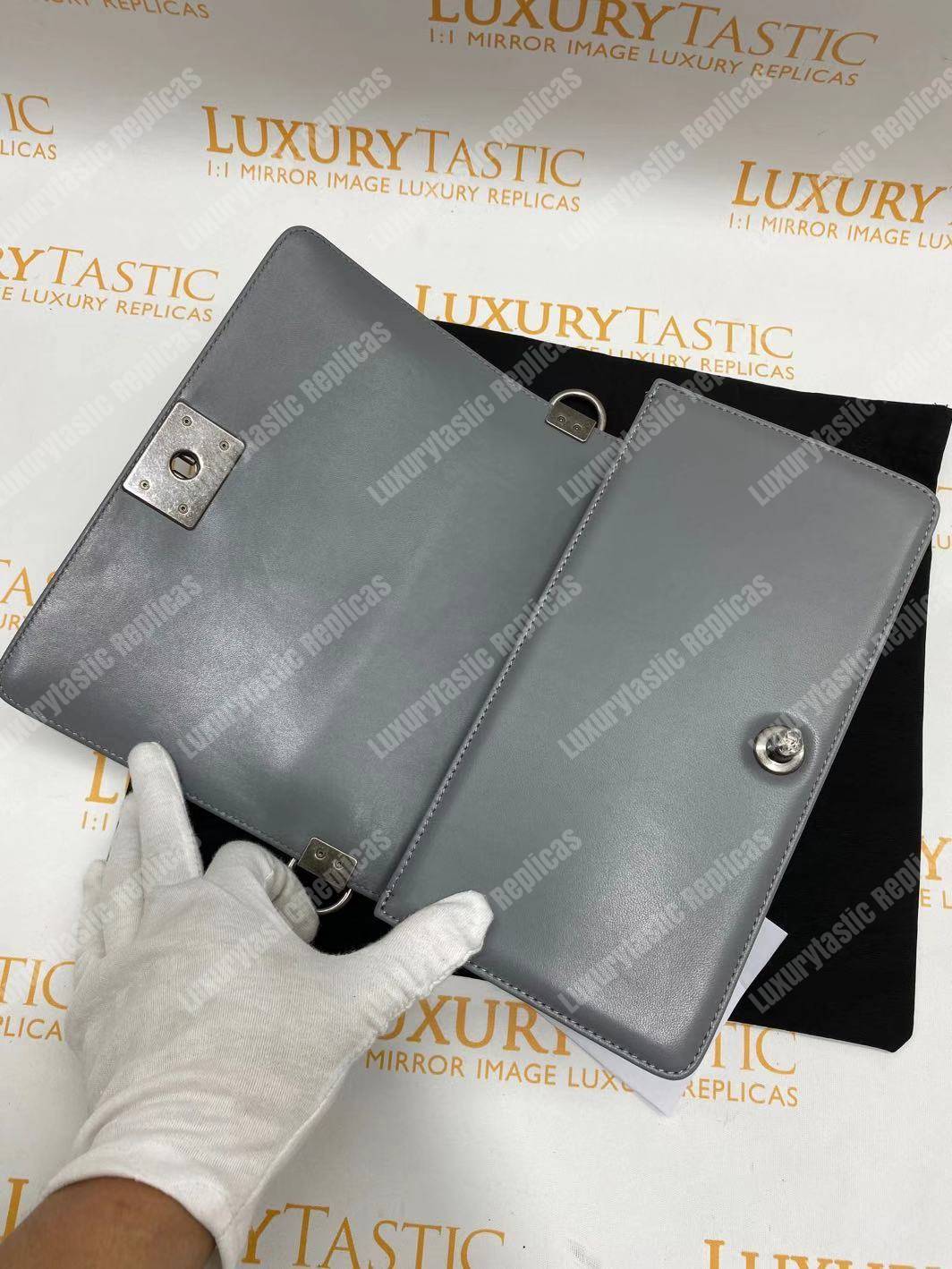 Ch*el boy handbag grey