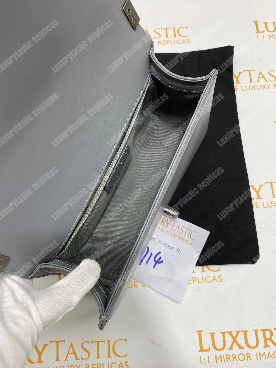 Ch*el boy handbag grey