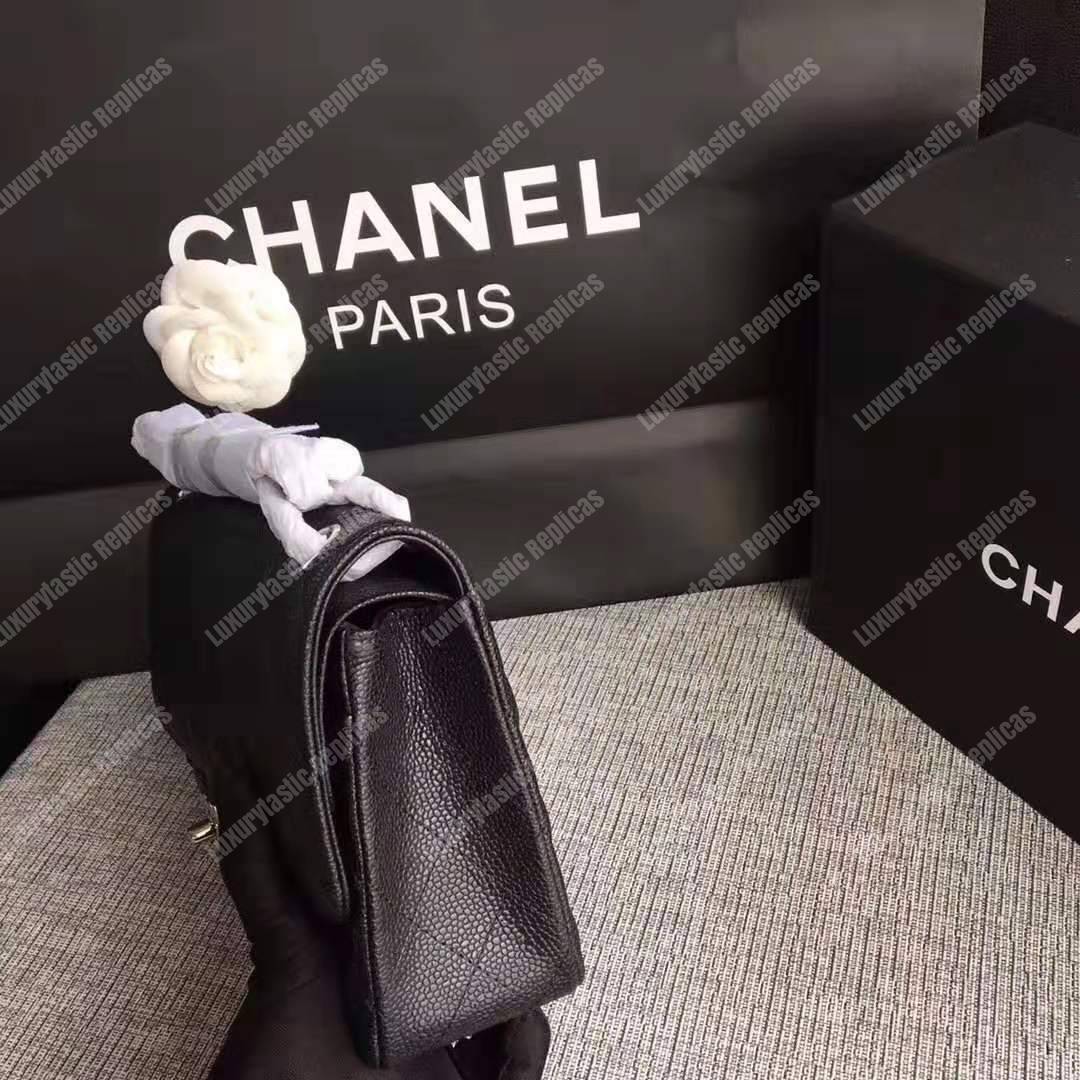 Ch*el classic medium flap bag black