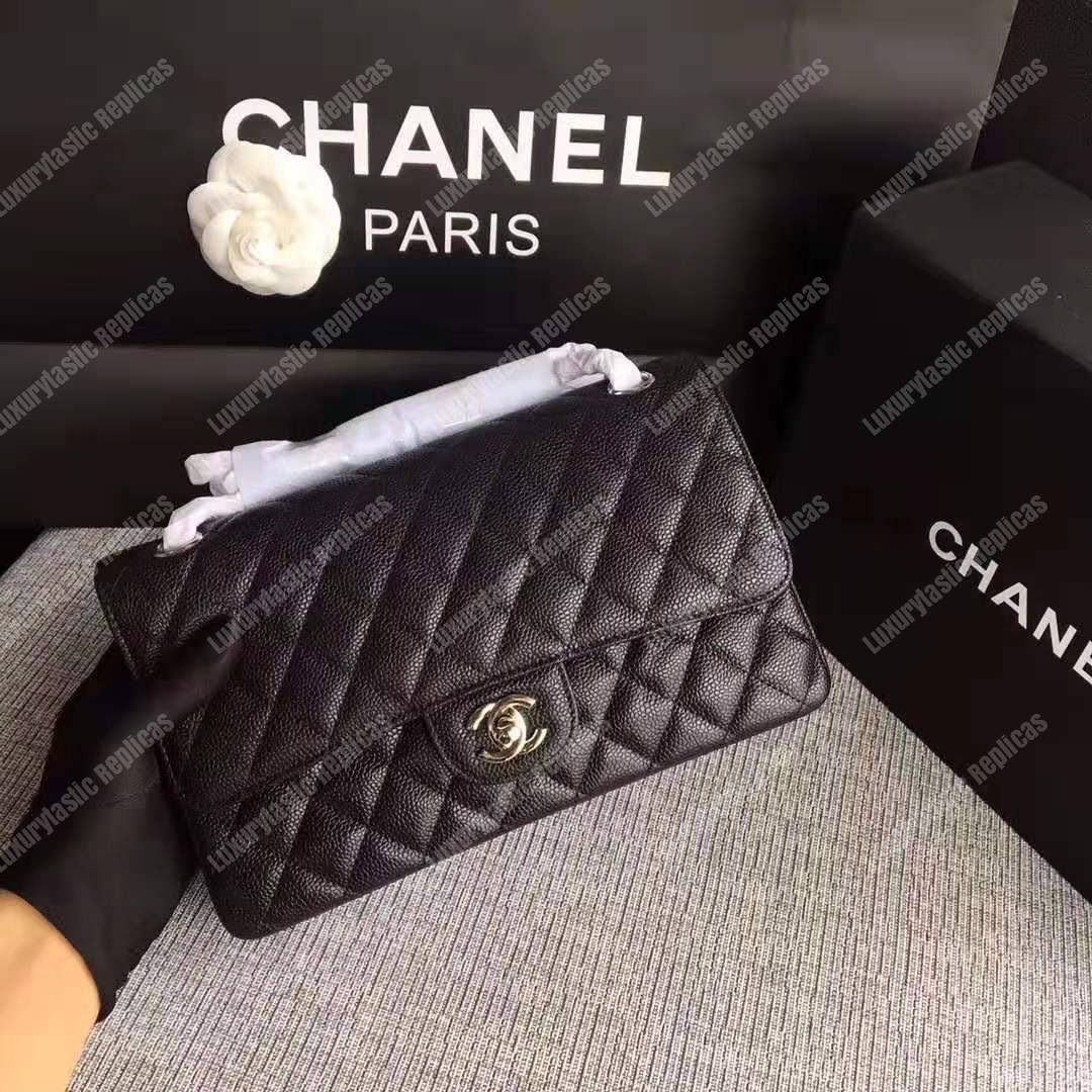 Ch*el classic medium flap bag black