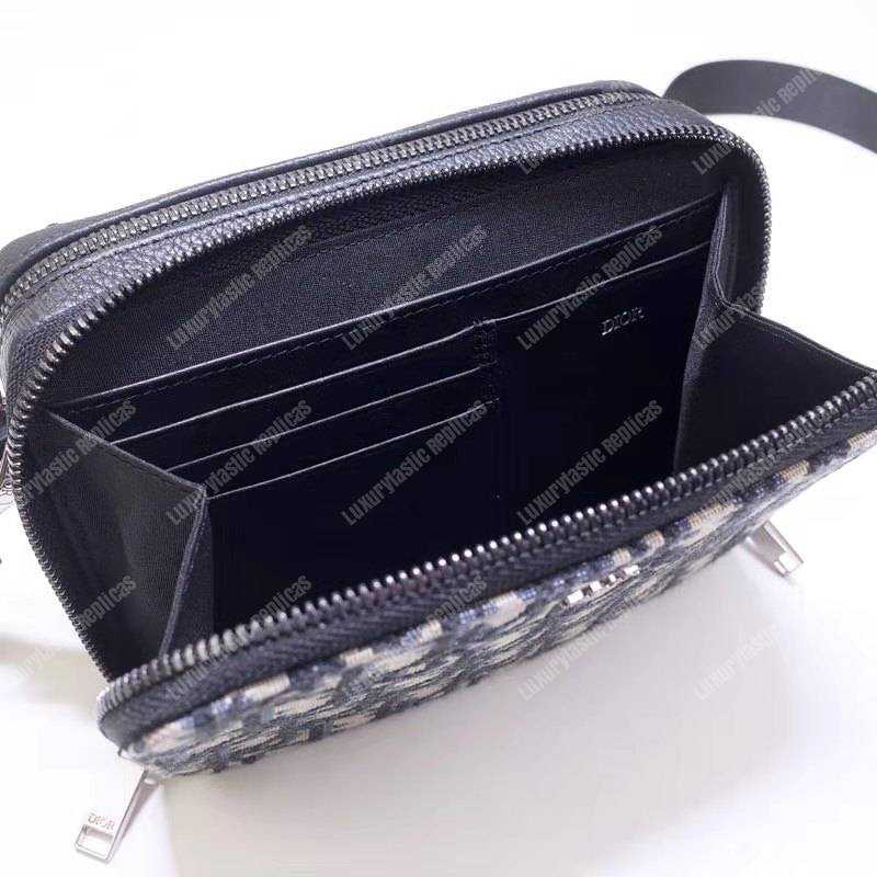 D*or oblique jacquard pouch beige and black