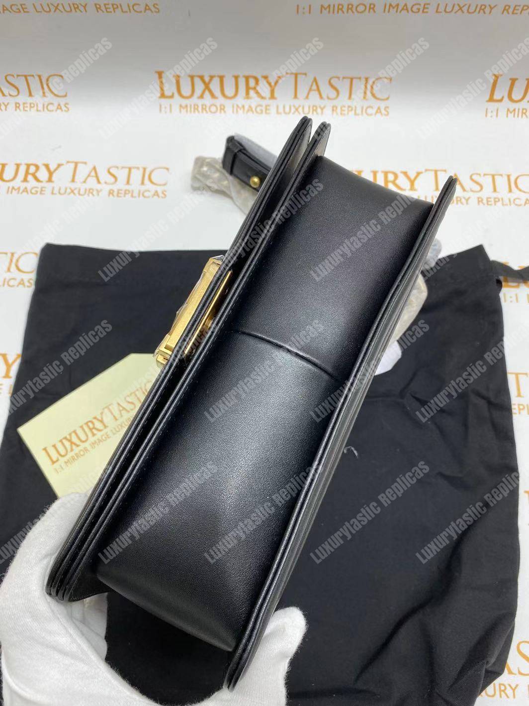 Ch*el medium boy flap bag black