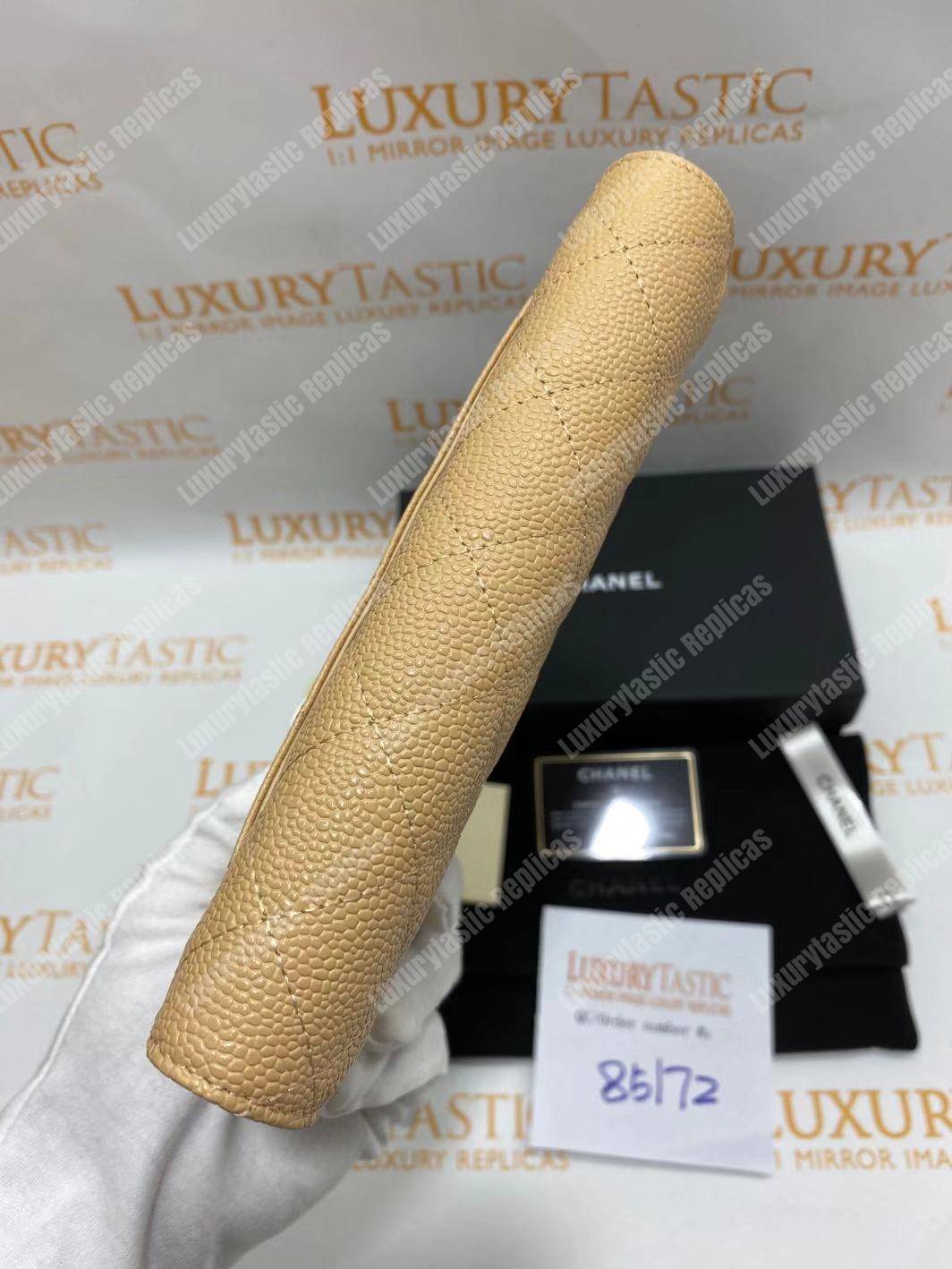 Ch*el wallet on chain – woc classic caviar gold-toned metal light yellow