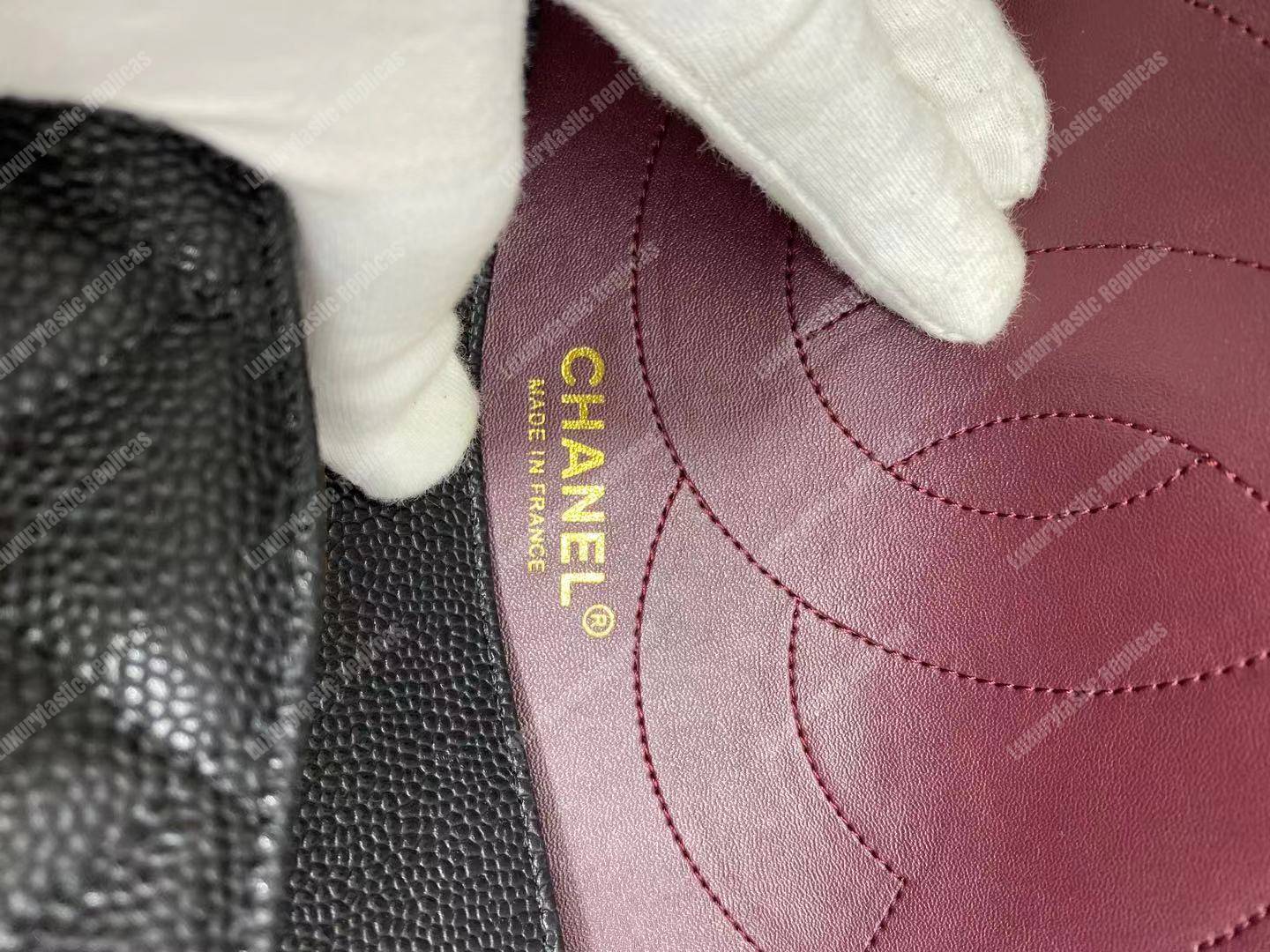 Ch*el classic maxi handbag black grained calfskin silver-toned