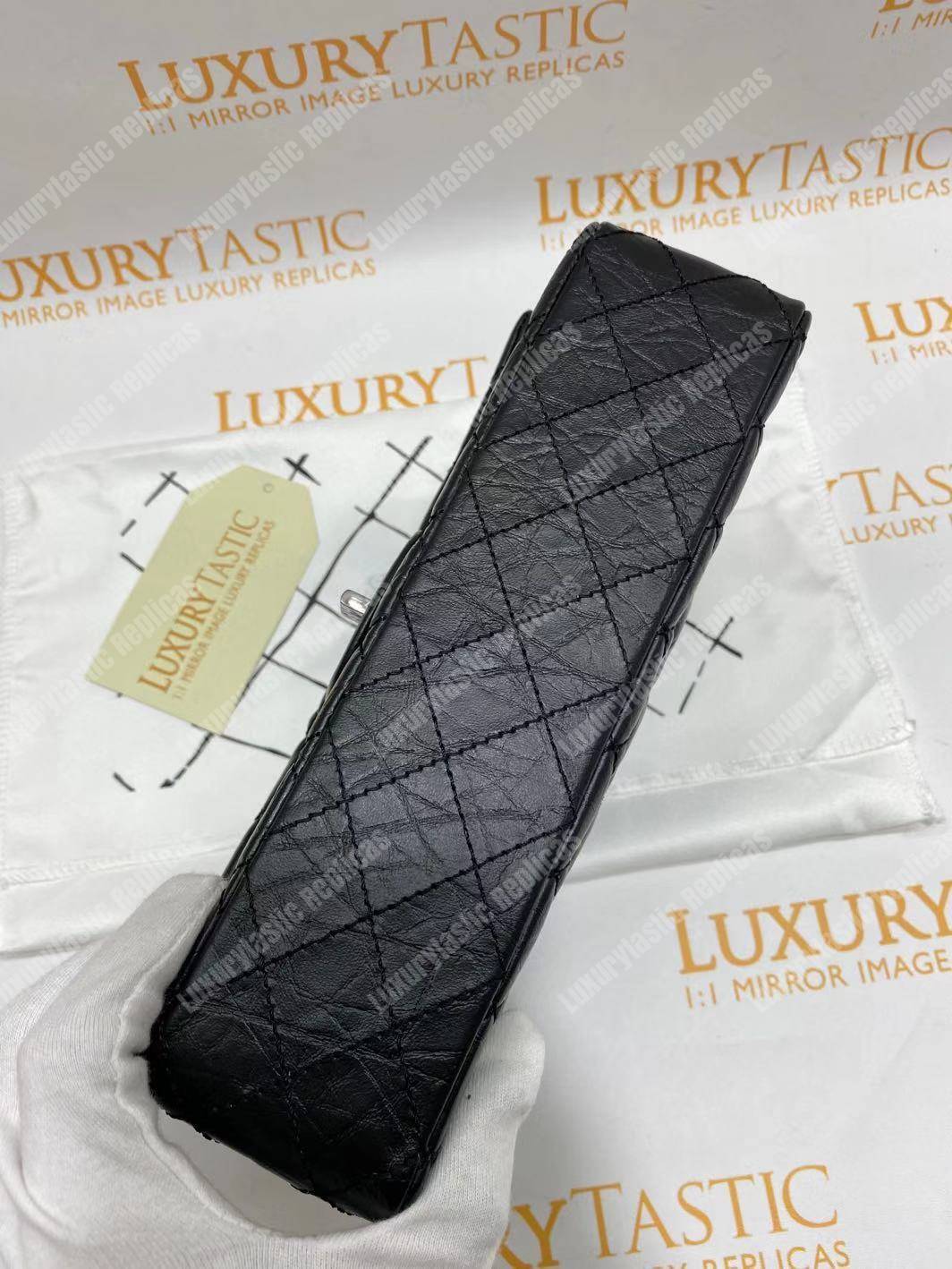 Ch*el 2.55 aged calfskin handbag black