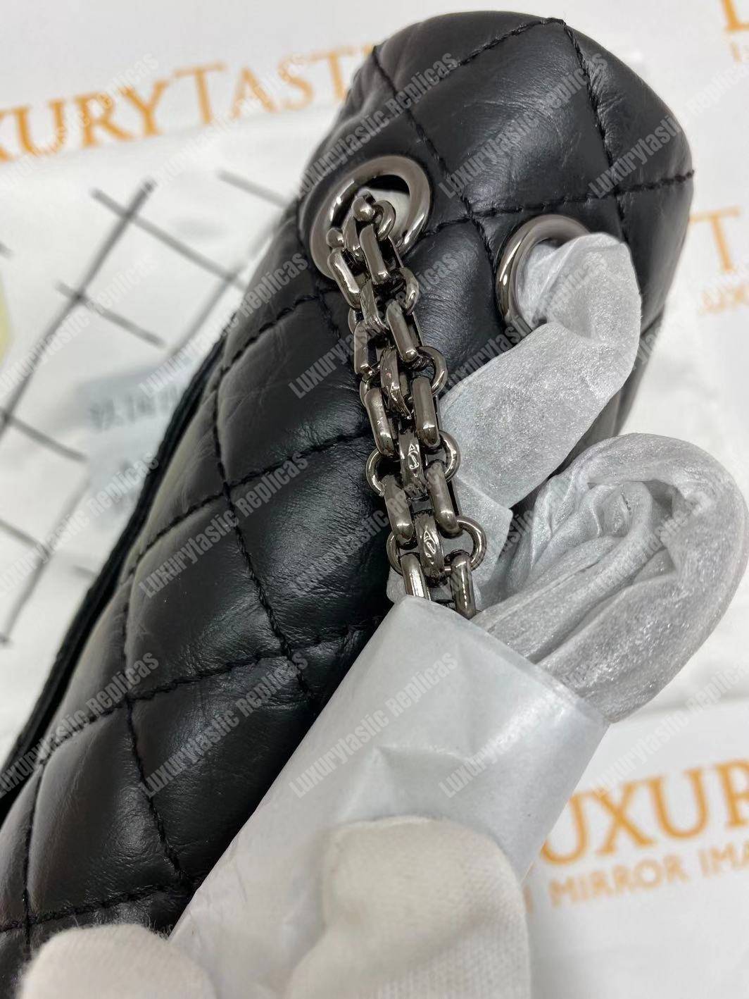 Ch*el 2.55 aged calfskin handbag black