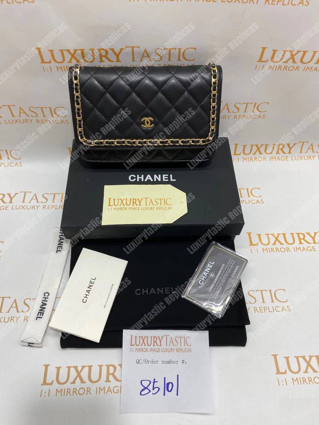 Ch*el wallet on chain lambskin