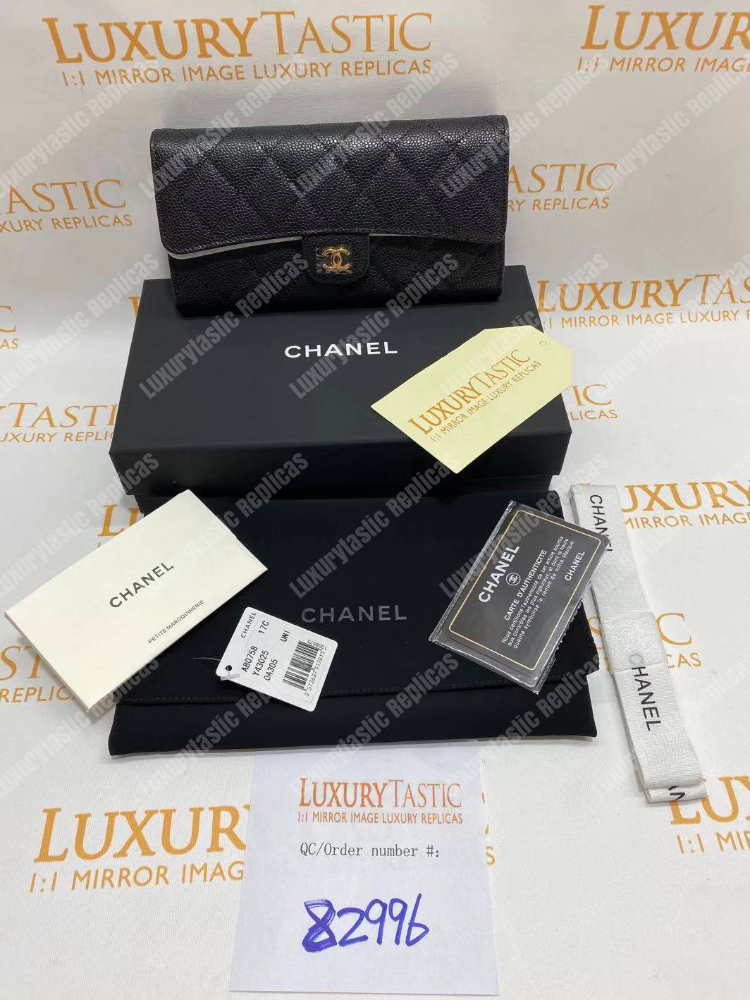 Ch*el classic long flap wallet black