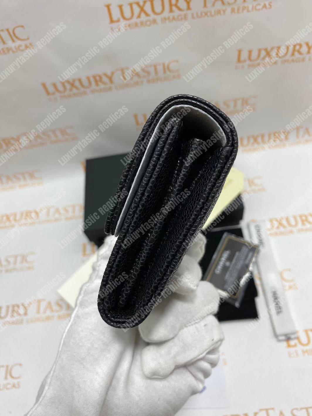 Ch*el classic long flap wallet black