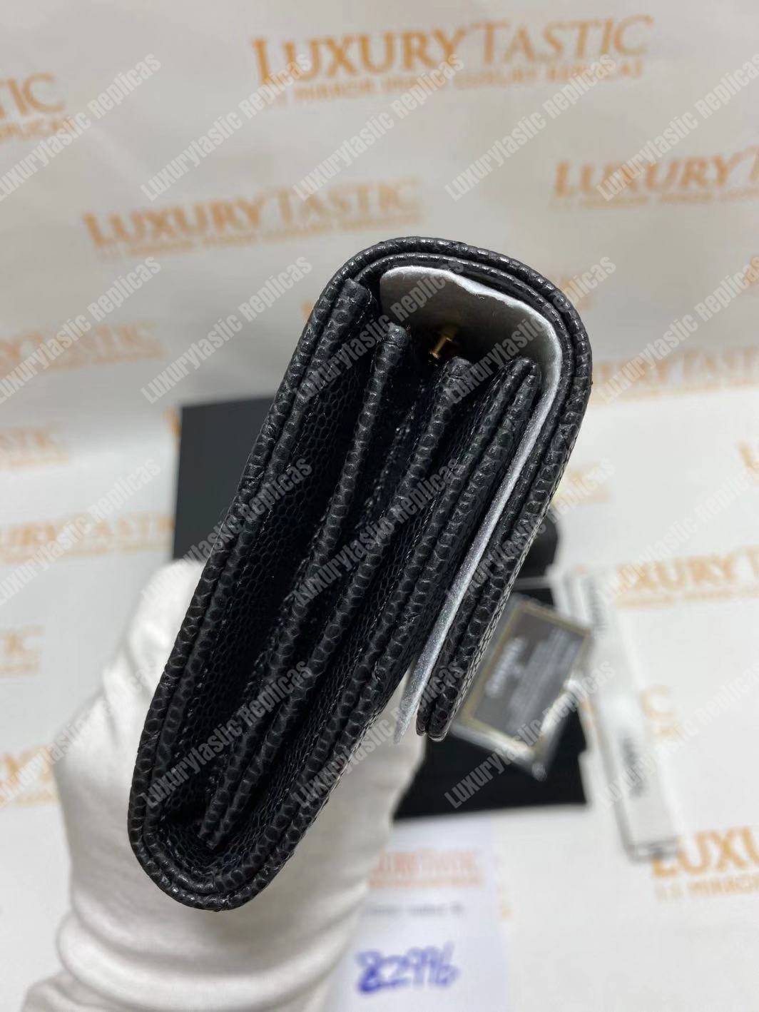 Ch*el classic long flap wallet black