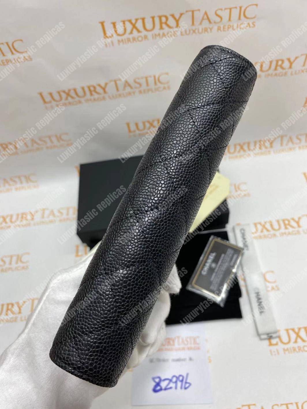 Ch*el classic long flap wallet black