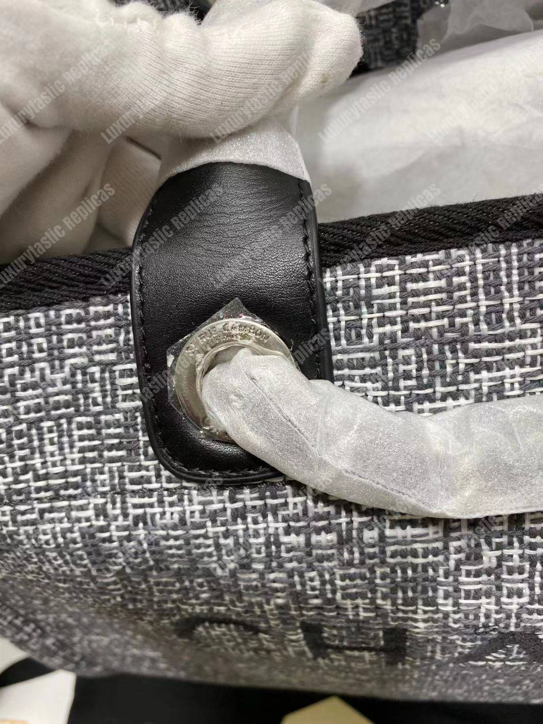 Ch*el deauville fabric tote dark gray