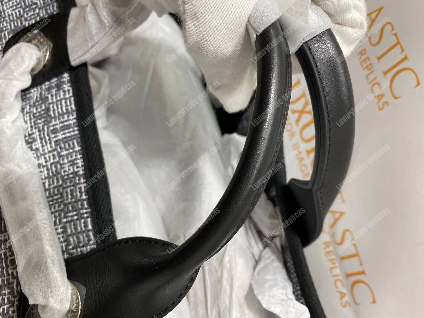 Ch*el deauville fabric tote dark gray