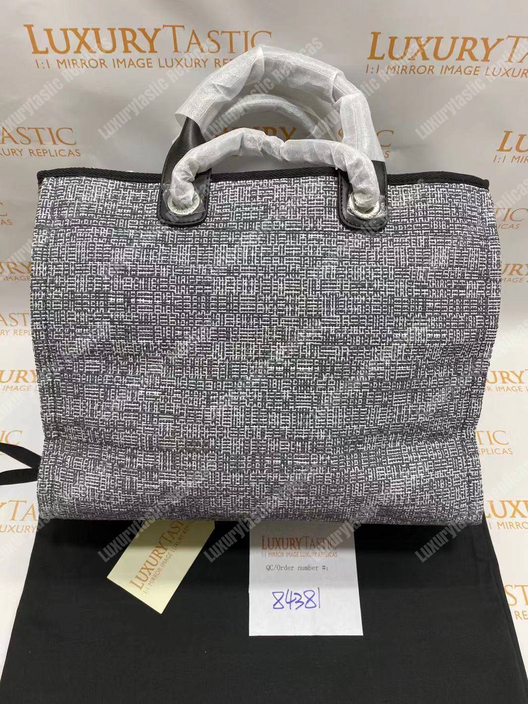 Ch*el deauville fabric tote dark gray