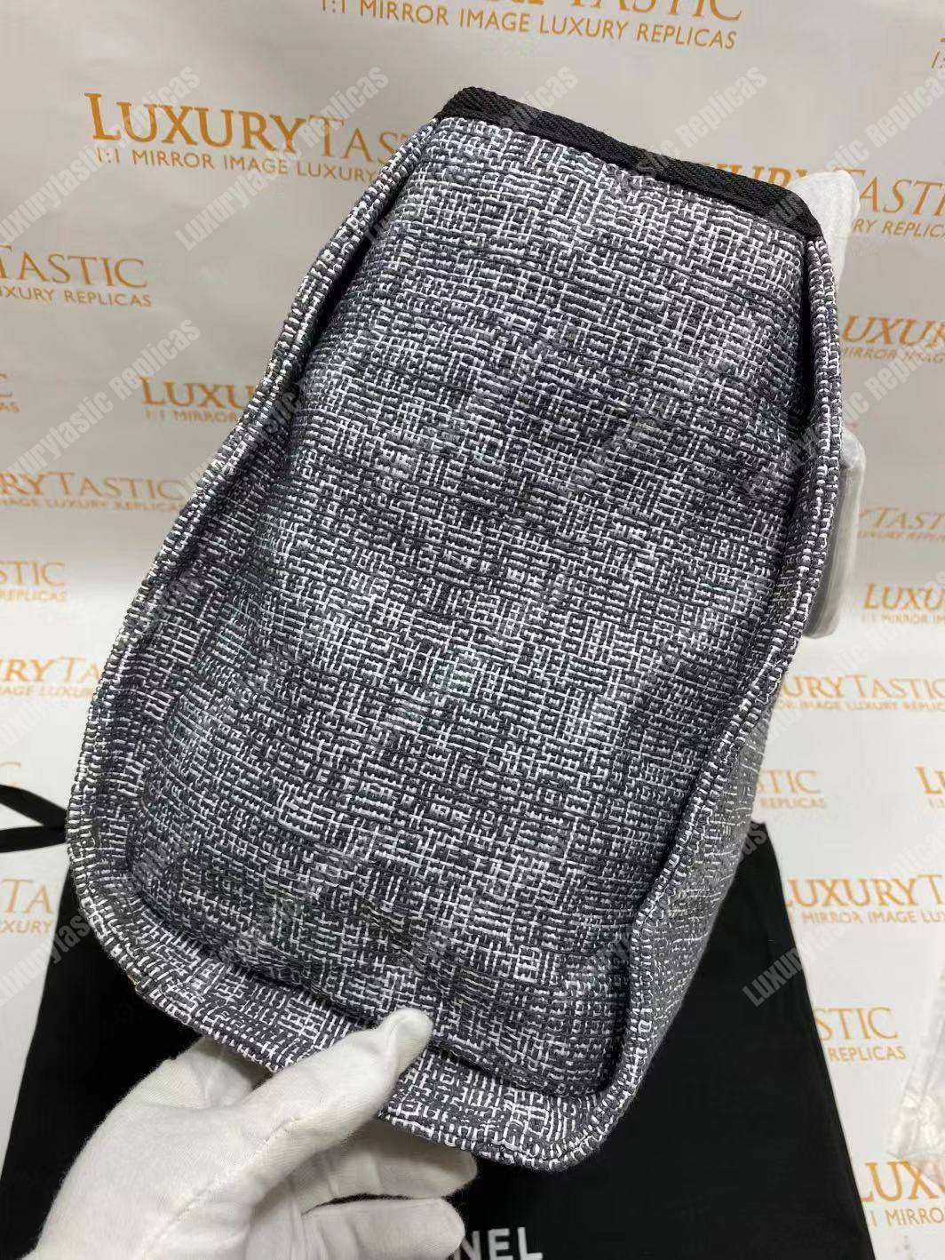 Ch*el deauville fabric tote dark gray