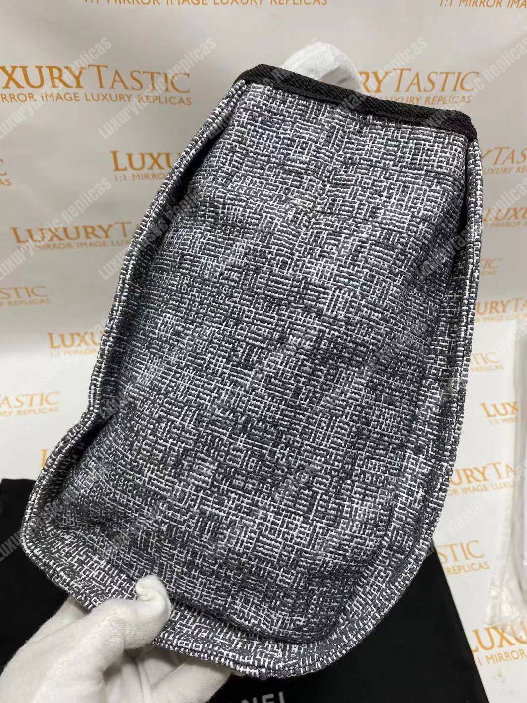 Ch*el deauville fabric tote dark gray