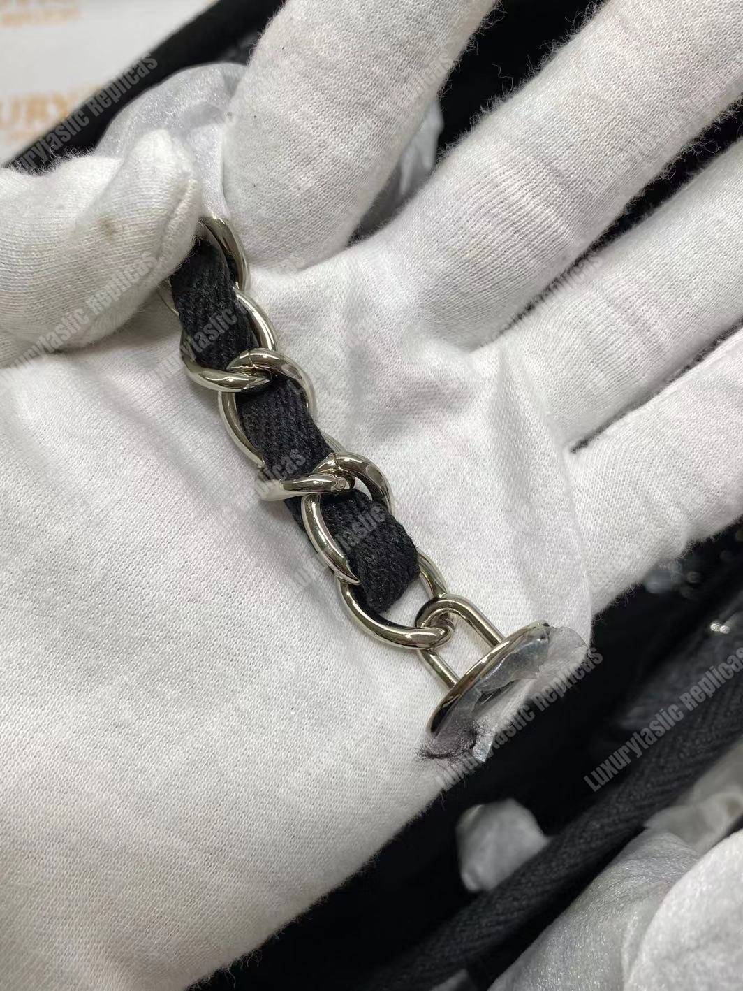 Ch*el deauville fabric tote dark gray