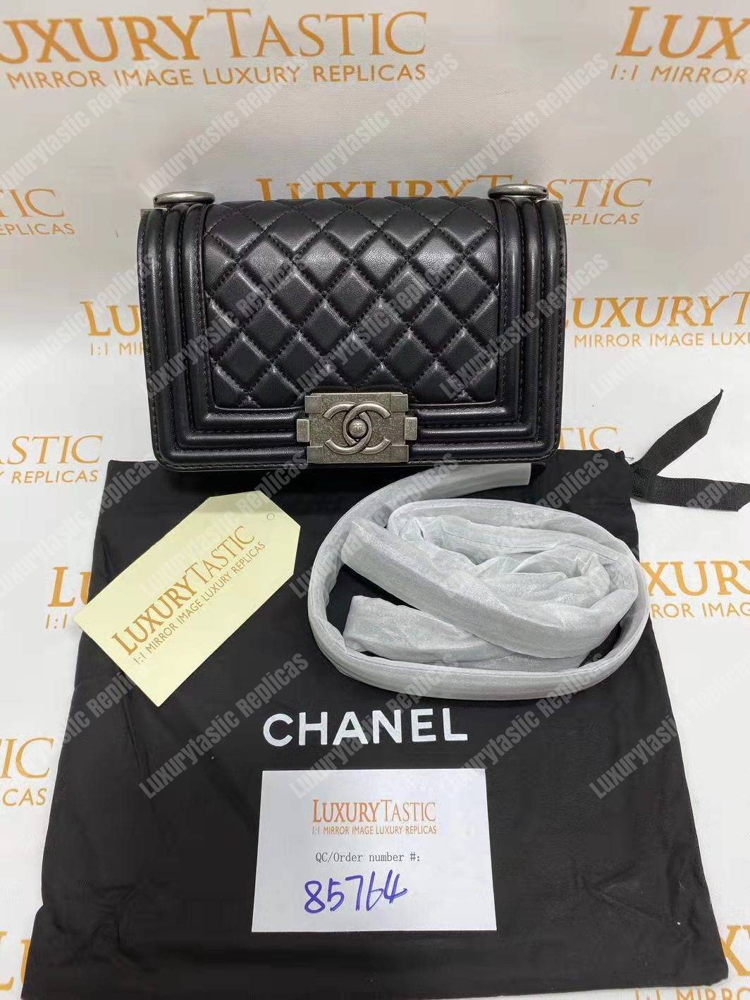 small boy Ch*el handbag black-silver