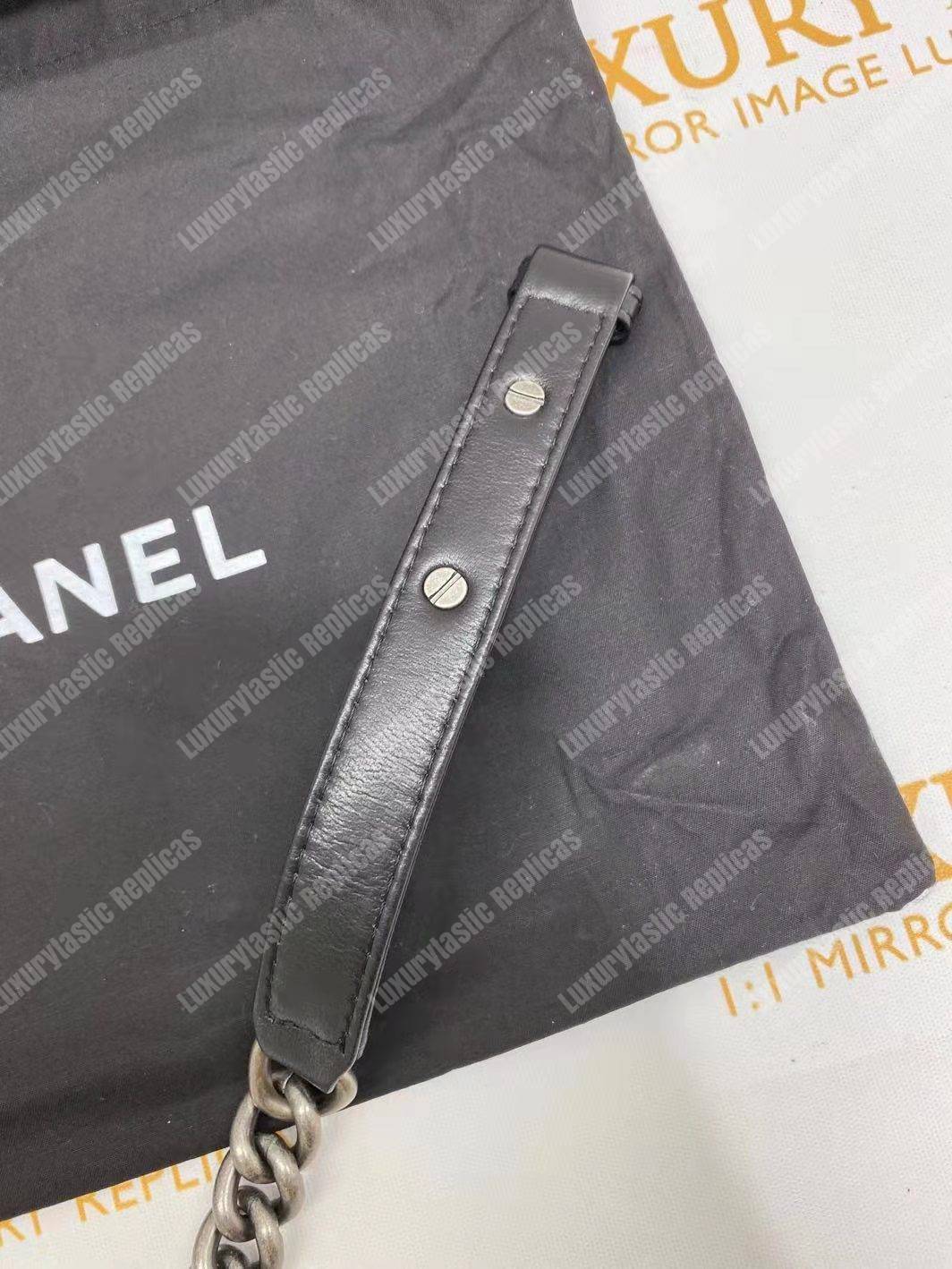 small boy Ch*el handbag black-silver