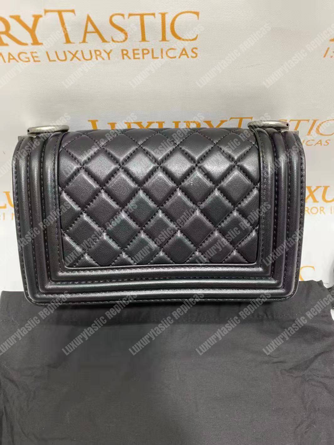 small boy Ch*el handbag black-silver