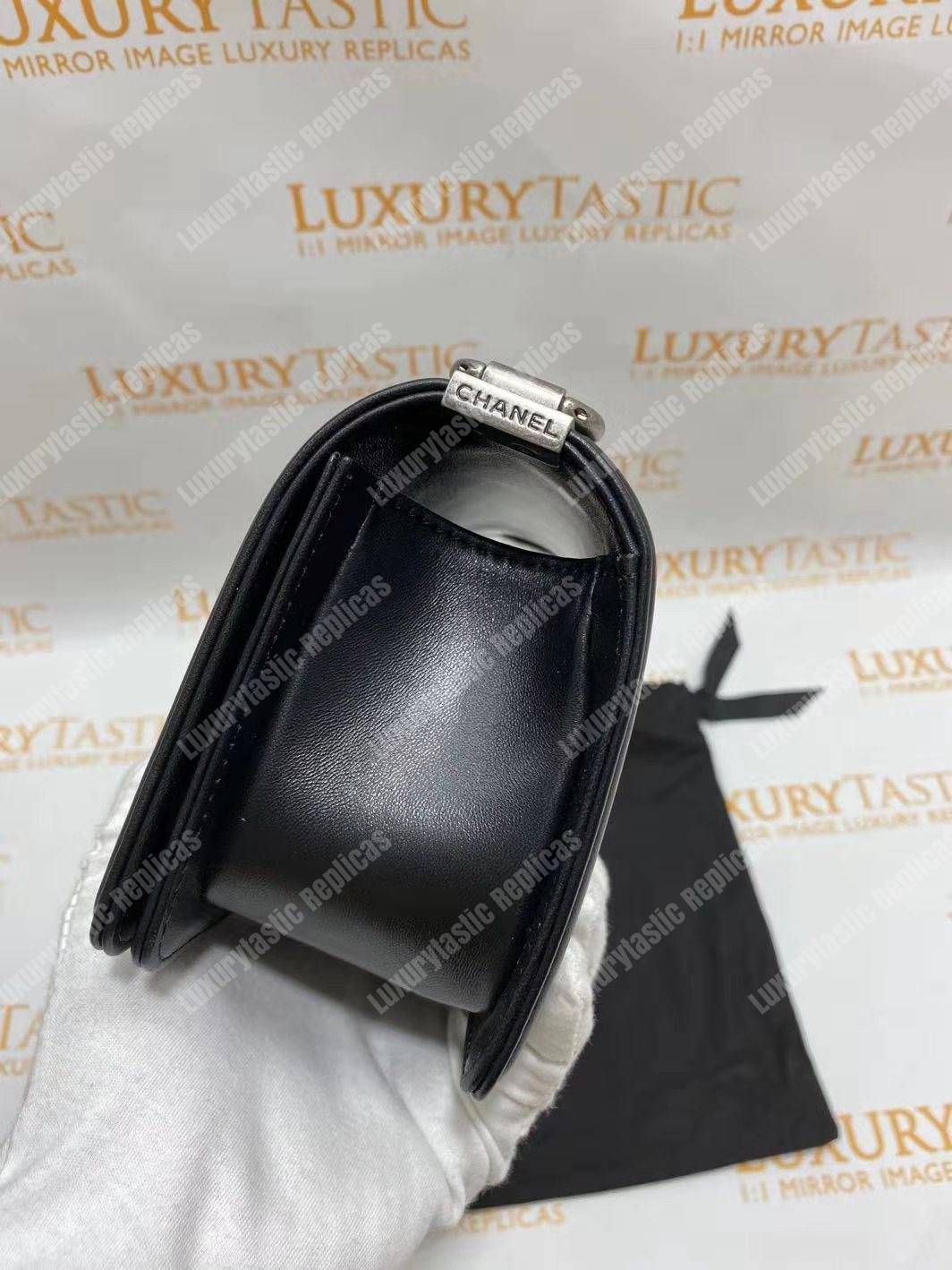 small boy Ch*el handbag black-silver