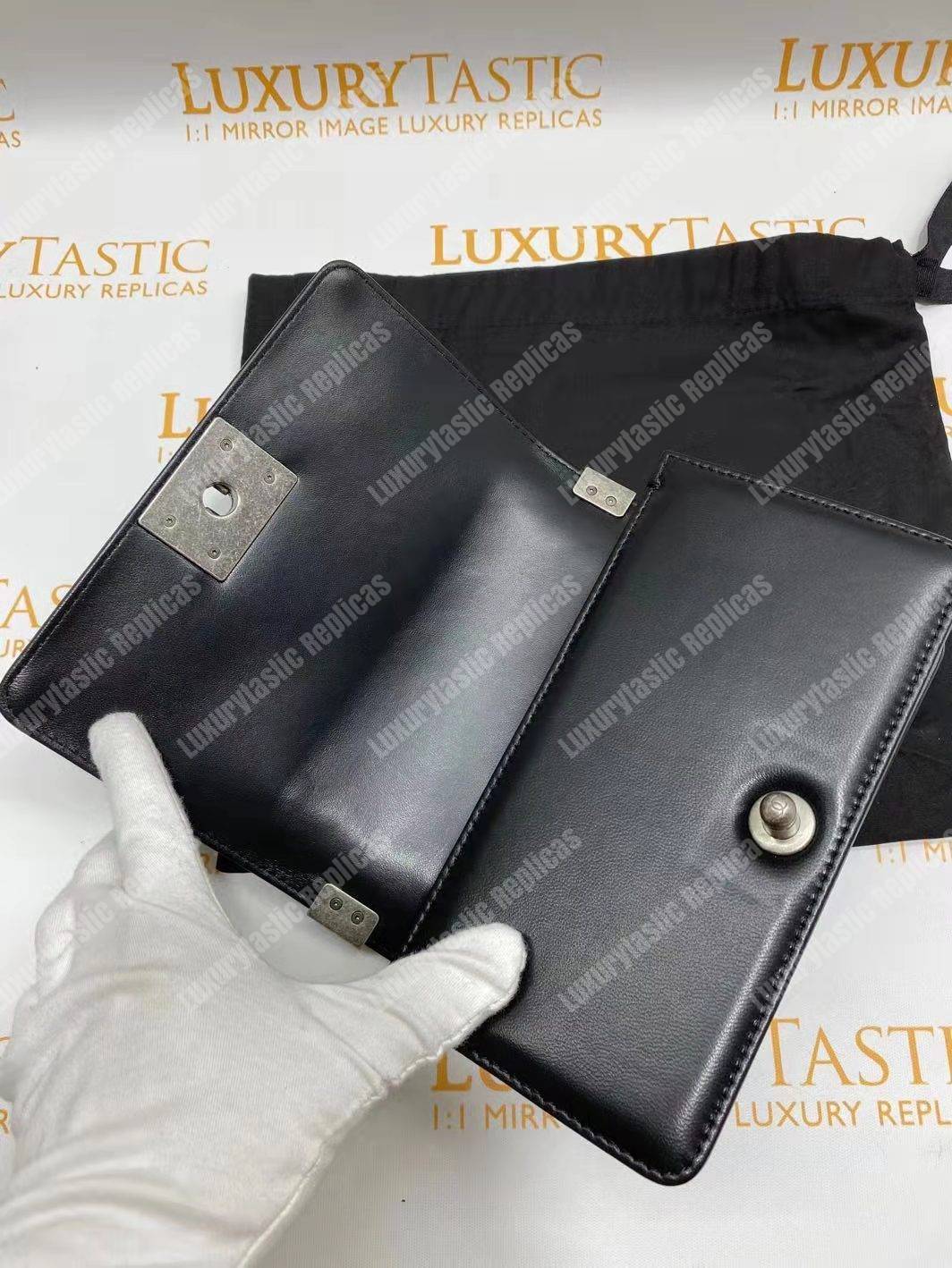 small boy Ch*el handbag black-silver