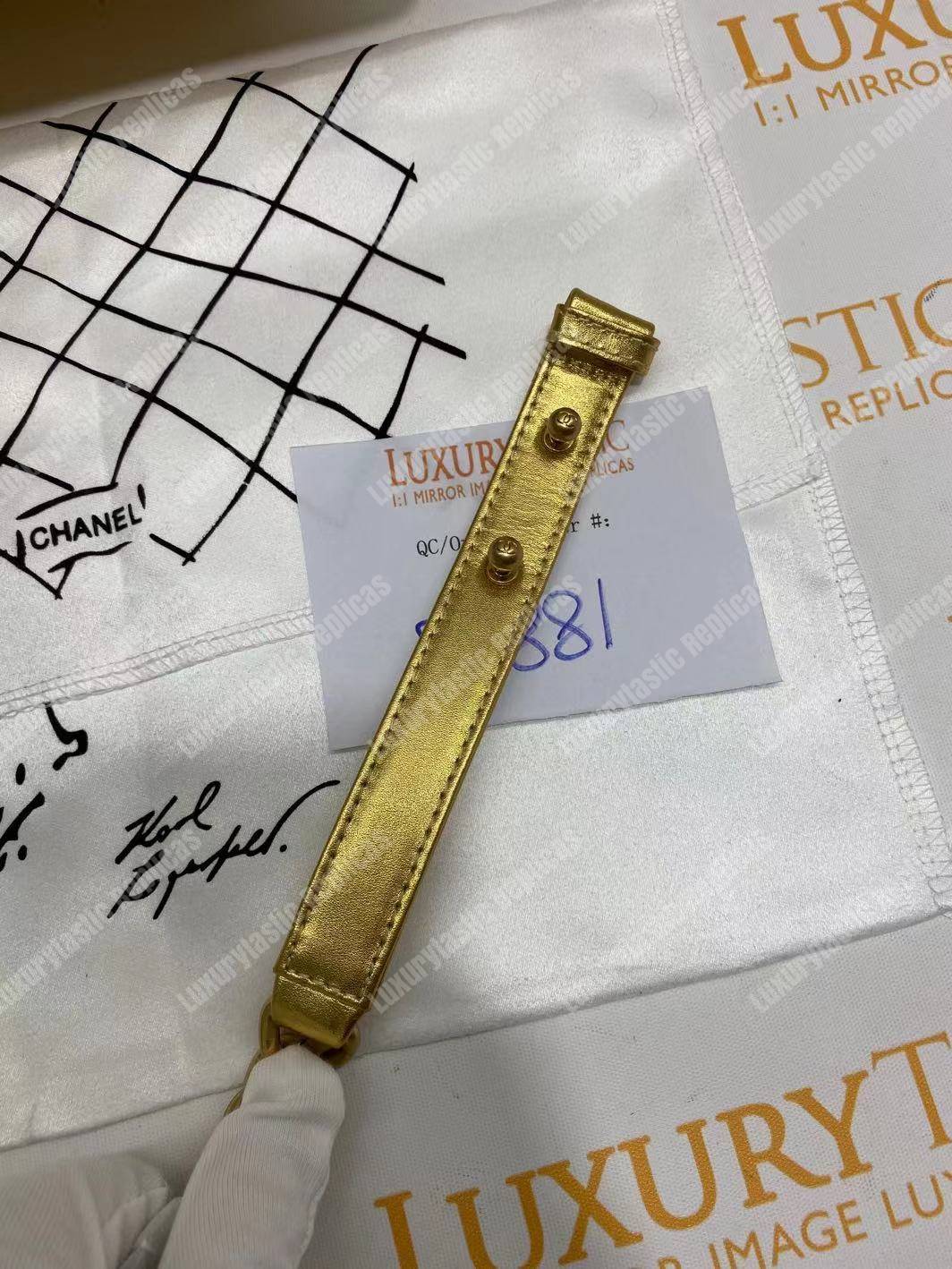 Ch*el boy medium handbag gold & black