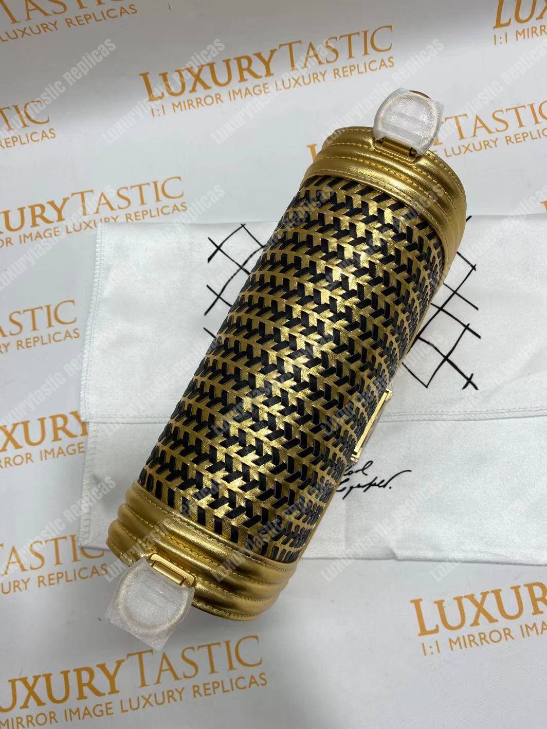 Ch*el boy medium handbag gold & black