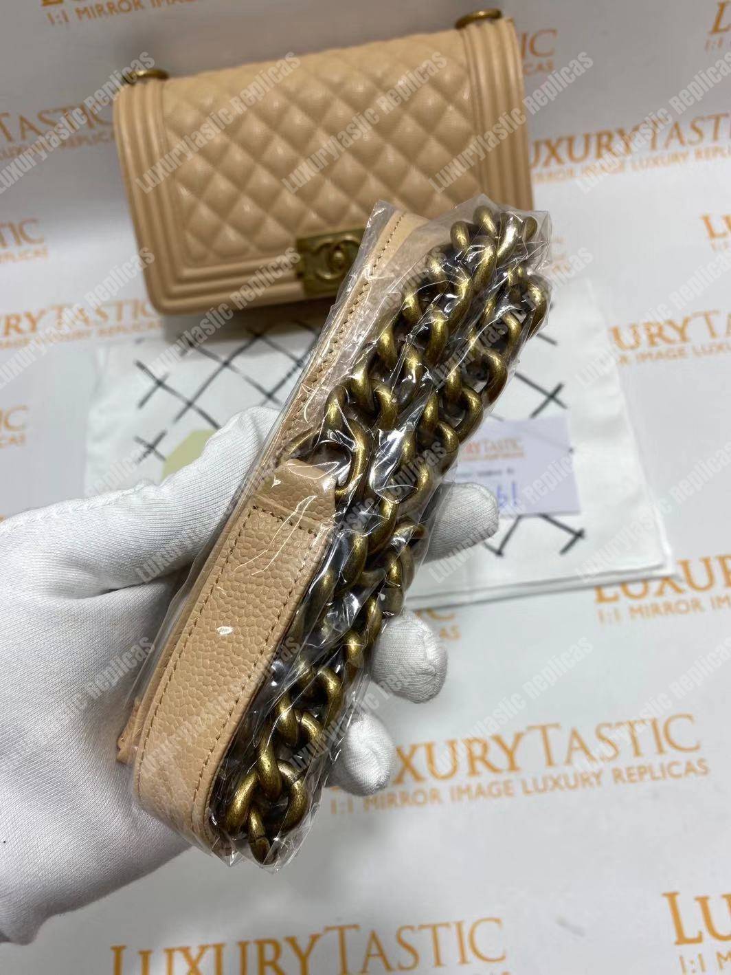 Ch*el boy medium handbag beige