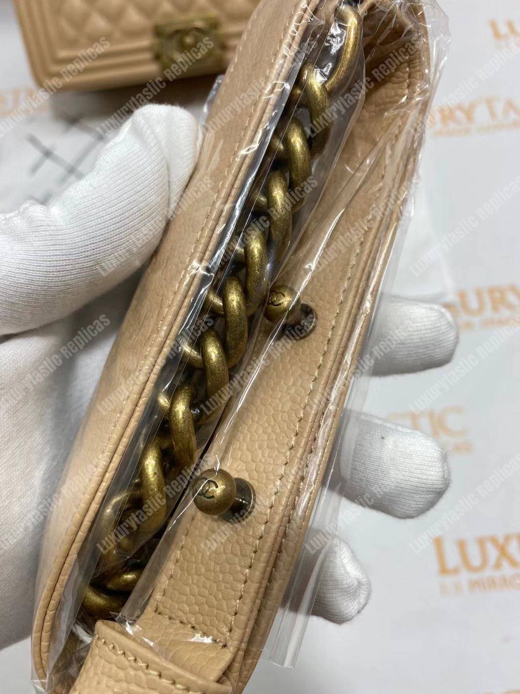 Ch*el boy medium handbag beige