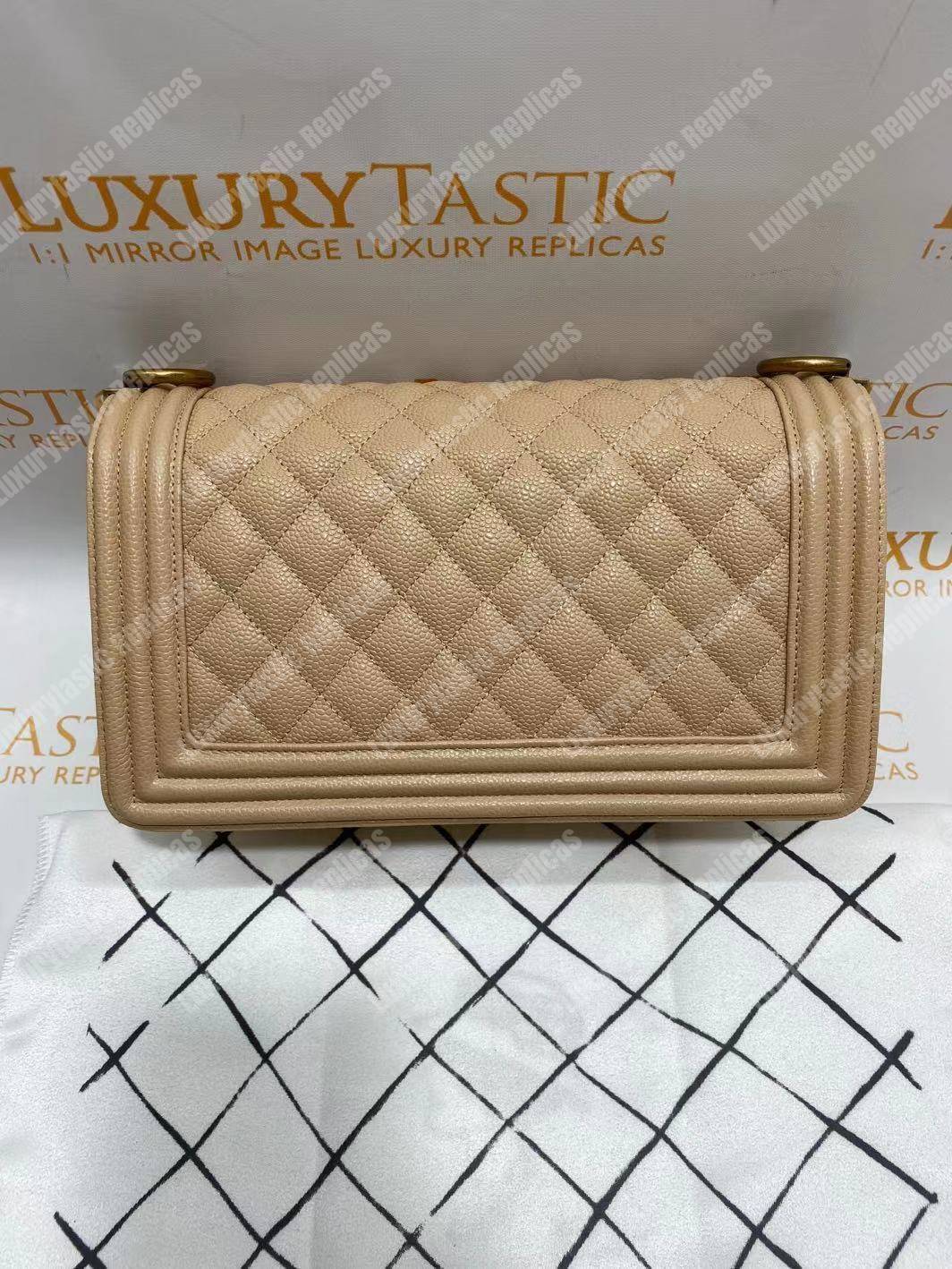 Ch*el boy medium handbag beige