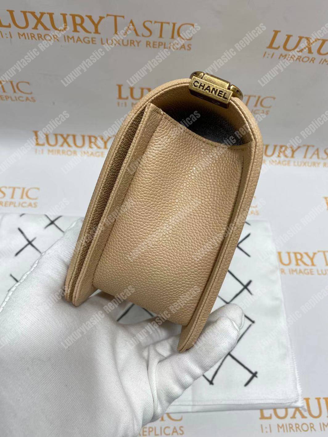 Ch*el boy medium handbag beige